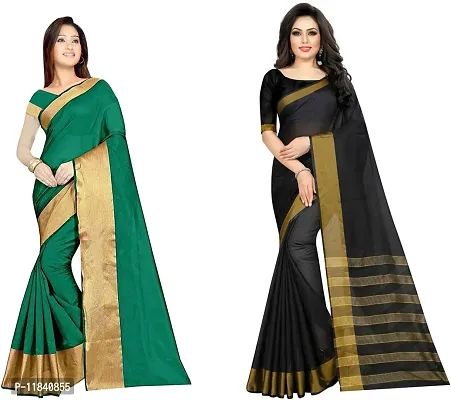 Beautiful Cotton Silk Saree With Blouse Piece Pack Of 2