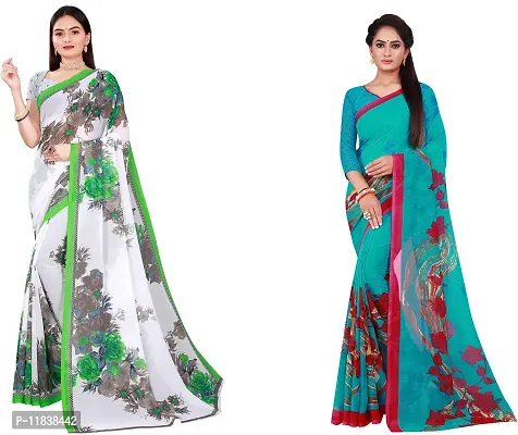 Beautiful Georgette Saree with Blouse Piece Pack Of 2-thumb0