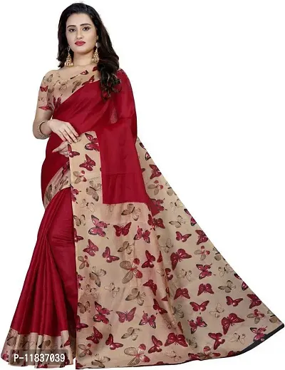 Beautiful Art Silk Saree with Blouse Piece-thumb0