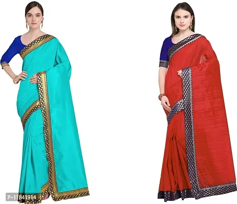 Beautiful Art Silk Saree With Blouse Piece Pack Of 2