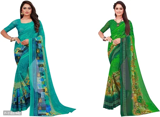 Beautiful Georgette Saree with Blouse Piece Pack Of 2