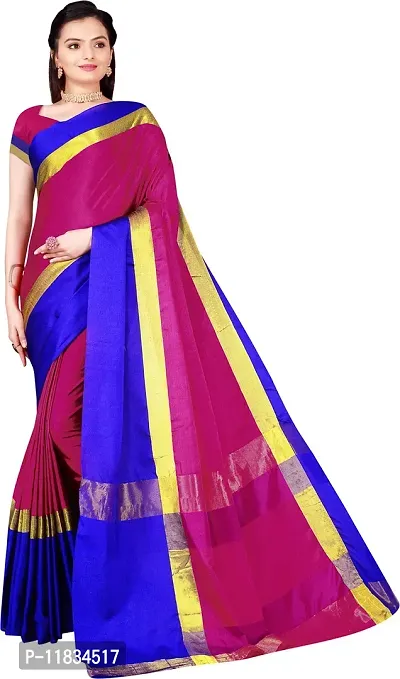 Beautiful Cotton Silk Saree with Blouse Piece-thumb0