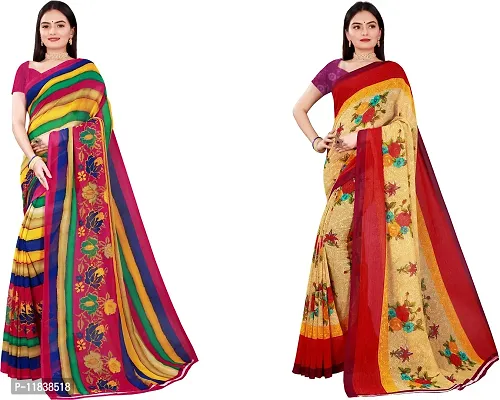 Beautiful Georgette Saree with Blouse Piece Pack Of 2-thumb0