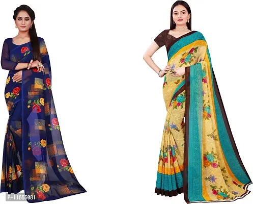 Beautiful Georgette Saree With Blouse Piece Pack Of 2-thumb0