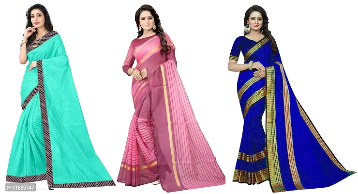 Beautiful Art Silk Saree With Blouse Piece Pack Of 3