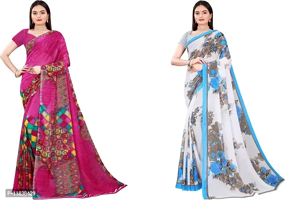 Beautiful Georgette Saree with Blouse Piece Pack Of 2