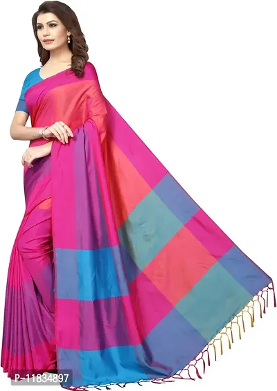 Beautiful Cotton Silk Saree with Blouse Piece-thumb2