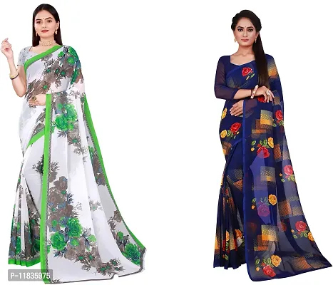 Beautiful Georgette Saree with Blouse Piece Pack Of 2-thumb0