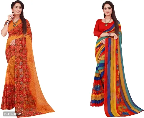 Beautiful Georgette Saree with Blouse Piece Pack Of 2