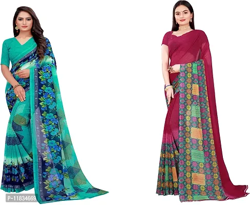 Beautiful Georgette Saree with Blouse Piece Pack Of 2-thumb0