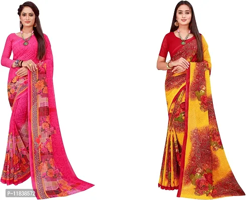 Beautiful Georgette Saree with Blouse Piece Pack Of 2-thumb0