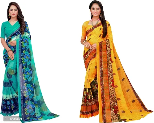 Beautiful Georgette Saree with Blouse Piece Pack Of 2-thumb0