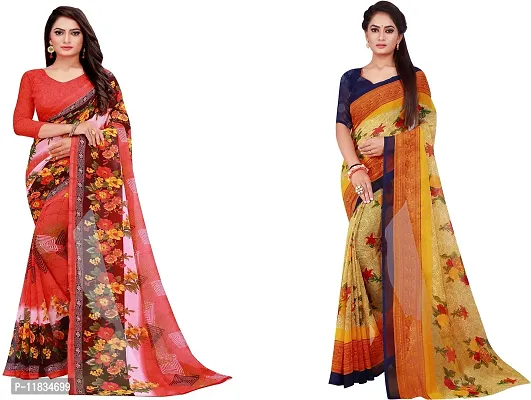 Beautiful Georgette Saree with Blouse Piece Pack Of 2