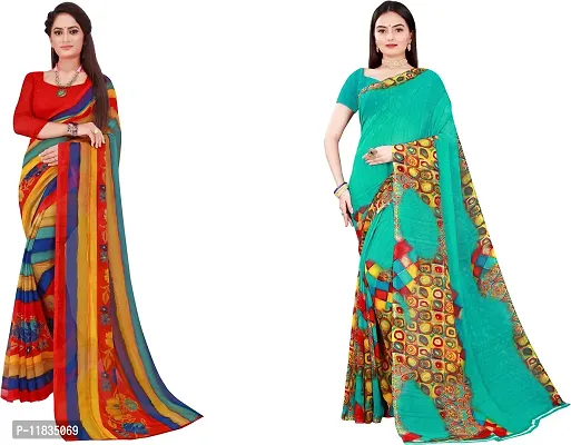 Beautiful Georgette Saree with Blouse Piece Pack Of 2