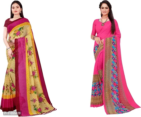 Beautiful Georgette Saree With Blouse Piece Pack Of 2-thumb0