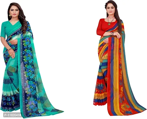 Beautiful Georgette Saree with Blouse Piece Pack Of 2-thumb0