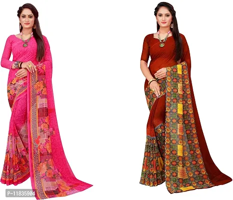 Beautiful Georgette Saree with Blouse Piece Pack Of 2-thumb0