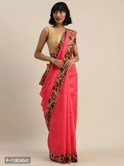 Beautiful Silk Blend Saree with Blouse Piece-thumb0