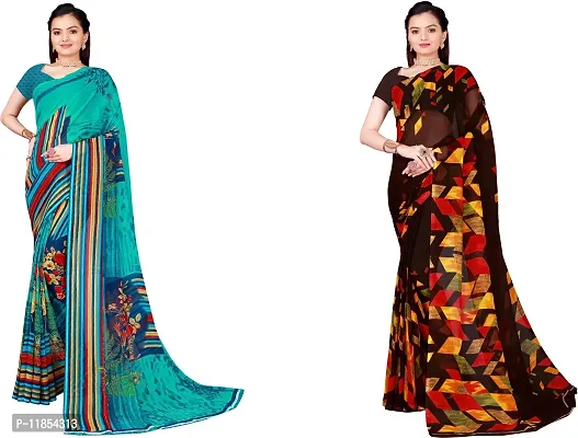 Beautiful Georgette Saree With Blouse Piece Pack Of 2