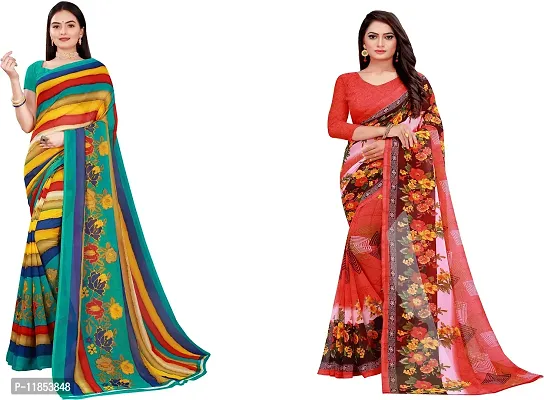 Beautiful Georgette Saree With Blouse Piece Pack Of 2-thumb0