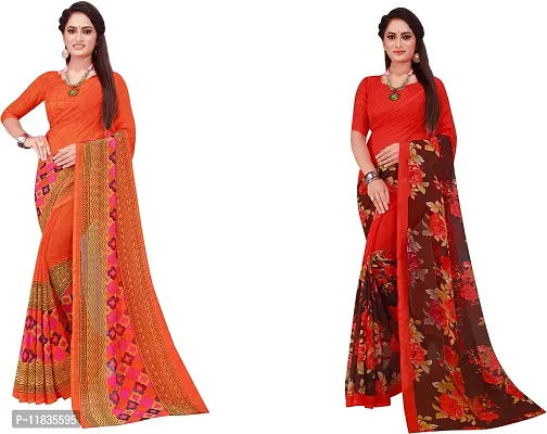 Beautiful Georgette Saree with Blouse Piece Pack Of 2-thumb0