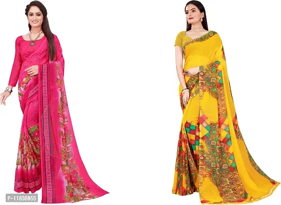 Beautiful Georgette Saree with Blouse Piece Pack Of 2