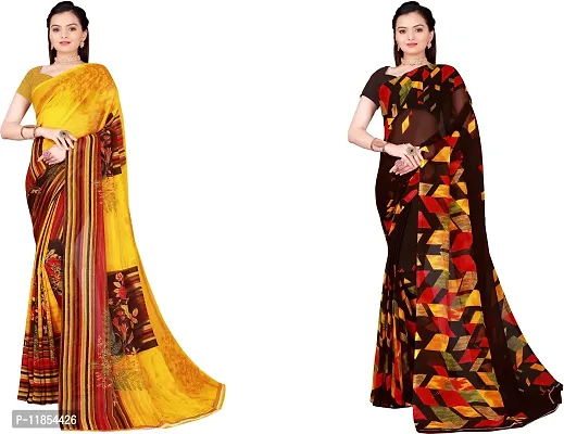 Beautiful Georgette Saree With Blouse Piece Pack Of 2