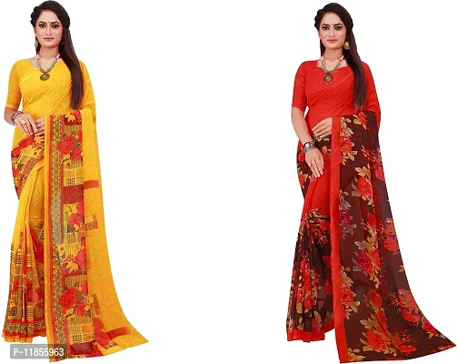 Beautiful Georgette Saree With Blouse Piece Pack Of 2-thumb0