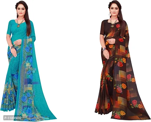 Beautiful Georgette Saree with Blouse Piece Pack Of 2-thumb0