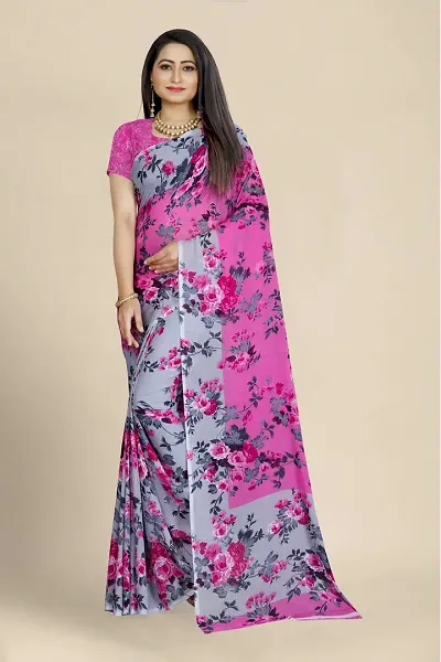 Women Stylish Georgette Saree with Blouse piece