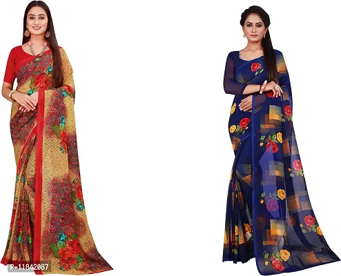 Beautiful Georgette Saree With Blouse Piece Pack Of 2