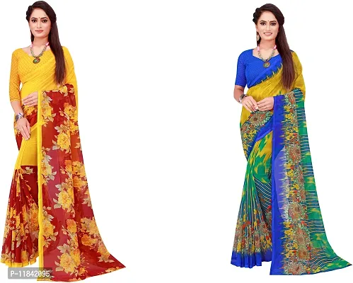 Beautiful Georgette Saree With Blouse Piece Pack Of 2