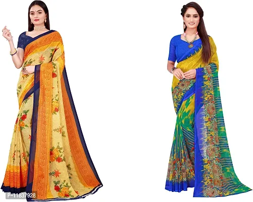 Beautiful Georgette Saree with Blouse Piece Pack Of 2