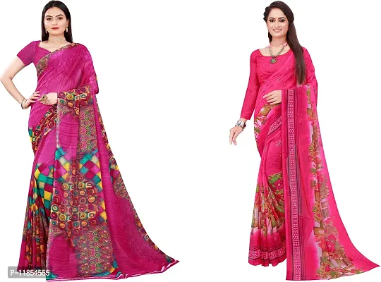 Beautiful Georgette Saree With Blouse Piece Pack Of 2-thumb0