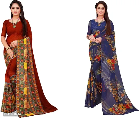 Beautiful Georgette Saree with Blouse Piece Pack Of 2-thumb0