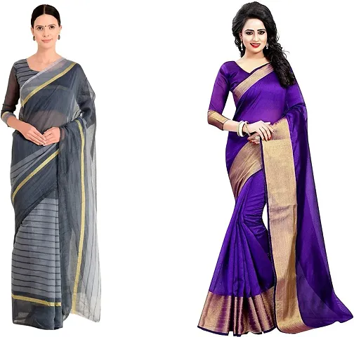 Trending Cotton Silk Saree with Blouse piece 