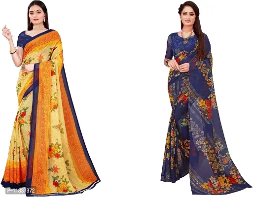 Beautiful Georgette Saree with Blouse Piece Pack Of 2