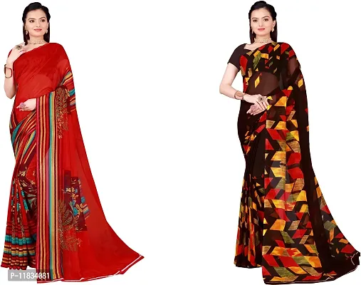 Beautiful Georgette Saree with Blouse Piece Pack Of 2-thumb0