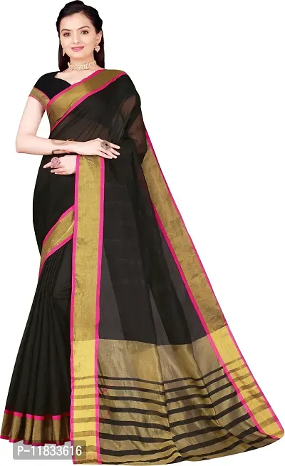 Beautiful Cotton Silk Saree with Blouse Piece-thumb0