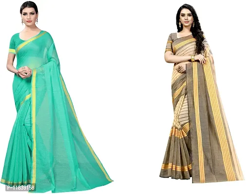 Beautiful Art Silk Saree With Blouse Piece Pack Of 2-thumb0