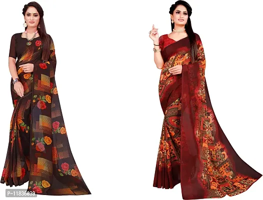 Beautiful Georgette Saree with Blouse Piece Pack Of 2-thumb0