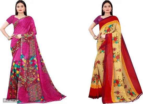 Beautiful Georgette Saree with Blouse Piece Pack Of 2