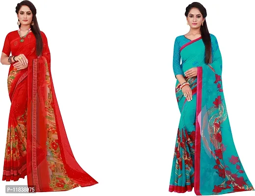 Beautiful Georgette Saree with Blouse Piece Pack Of 2