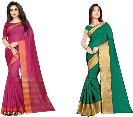 Beautiful Cotton Silk Saree With Blouse Piece Pack Of 2