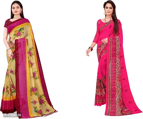 Beautiful Georgette Saree with Blouse Piece Pack Of 2