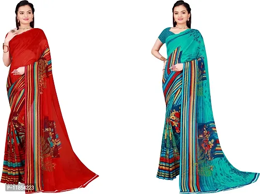 Beautiful Georgette Saree With Blouse Piece Pack Of 2