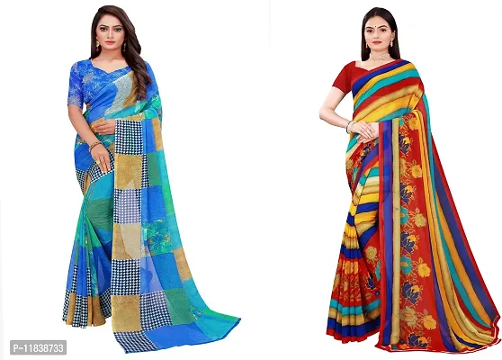 Beautiful Georgette Saree with Blouse Piece Pack Of 2