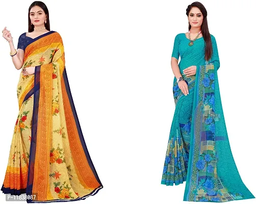 Beautiful Georgette Saree with Blouse Piece Pack Of 2