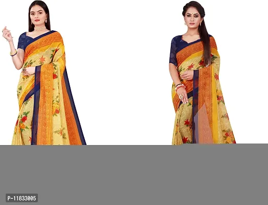 Beautiful Georgette Saree with Blouse Piece Pack Of 2