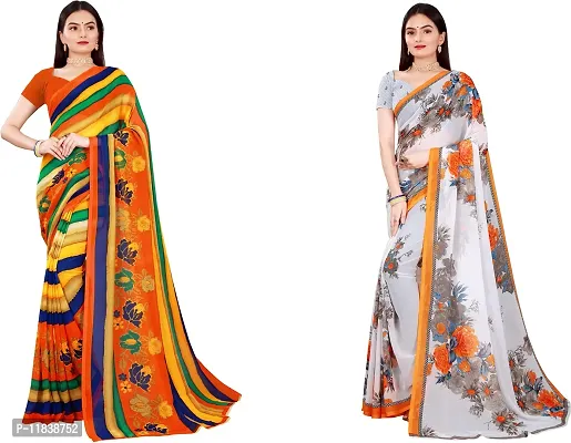 Beautiful Georgette Saree with Blouse Piece Pack Of 2-thumb0